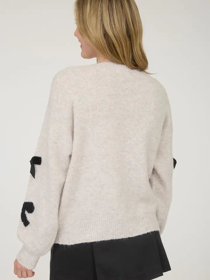 Mine LA Bow Pattern Long Sleeved Sweater