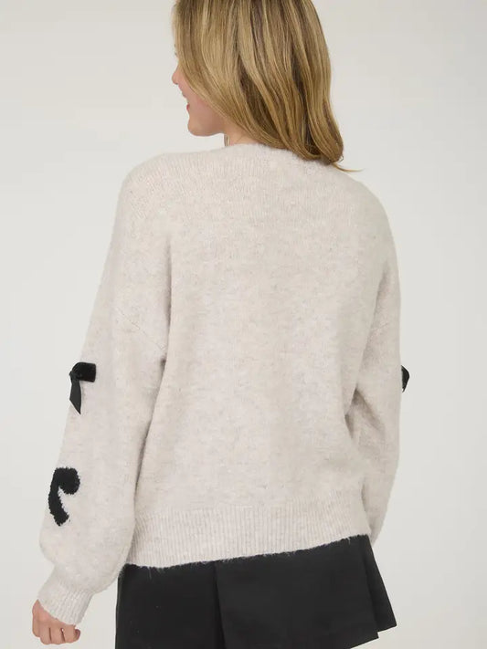 Mine LA Bow Pattern Long Sleeved Sweater