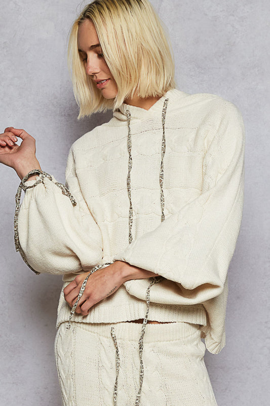 POL Cable Knit Sweater Hoodie