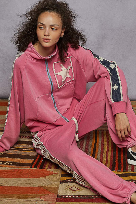 POL French Terry Starry Zip Up Hoodie