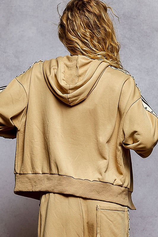 POL Studs and Stripes Hoodie Jacket