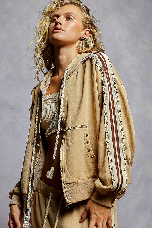POL Studs and Stripes Hoodie Jacket