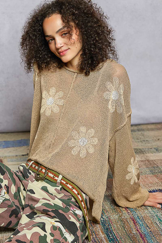 POL Floral Light Knit Sweater
