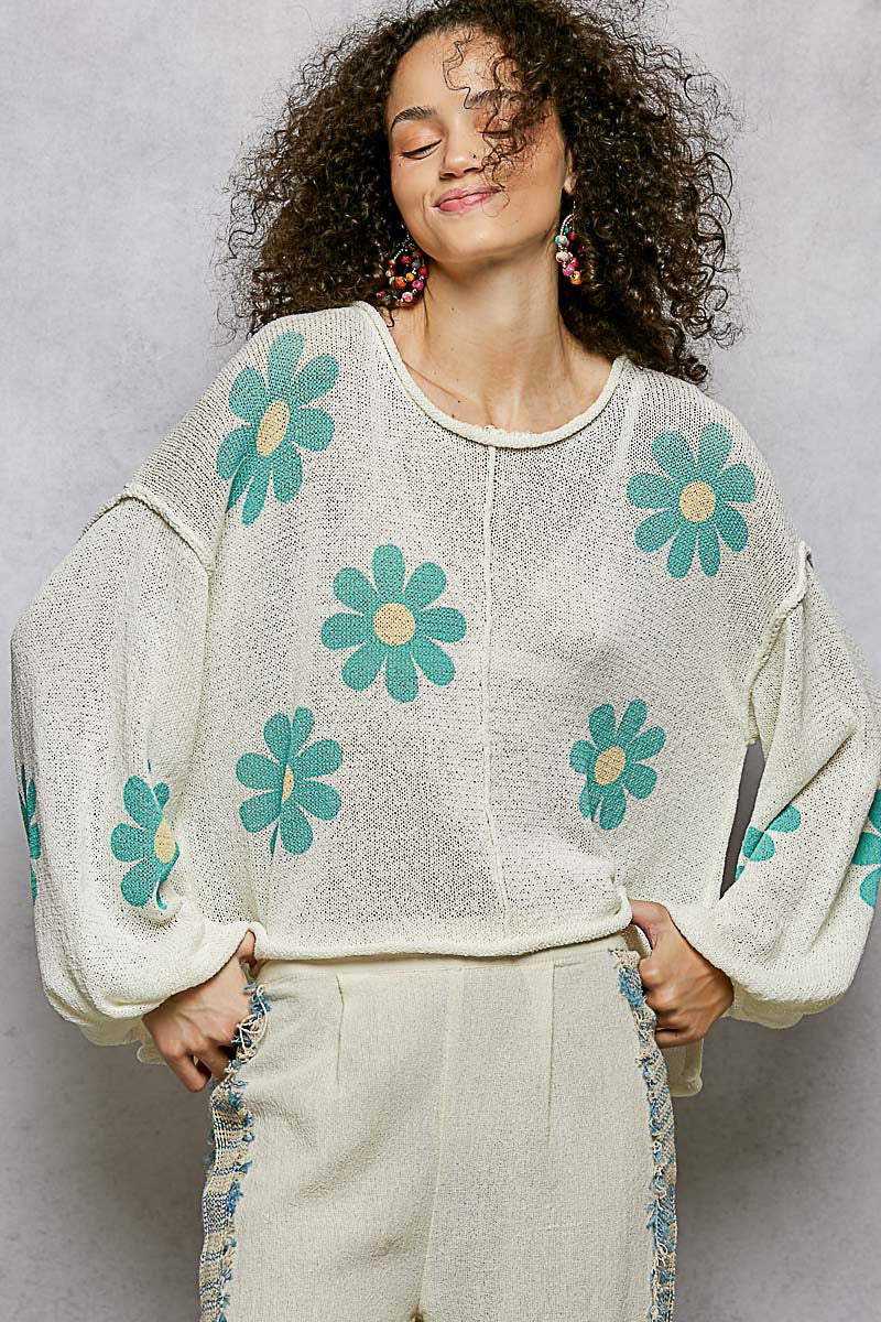 POL Floral Light Knit Sweater