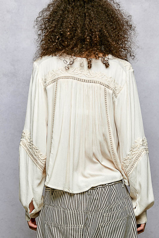 POL Pretty Peasant Embroidered Top