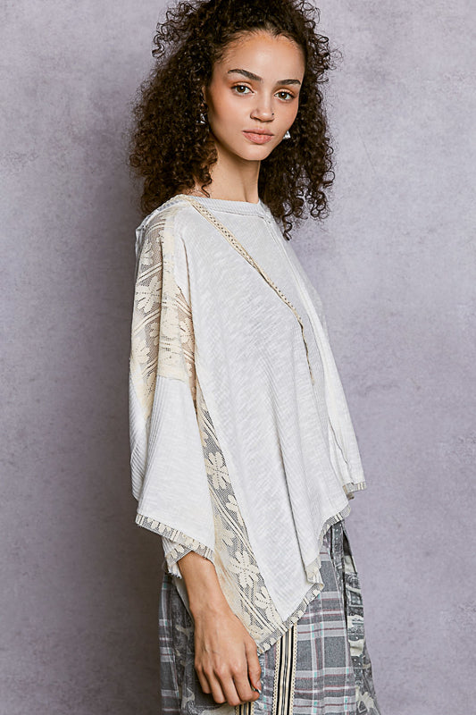 POL Airy Hoodie Lace Top
