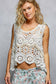 POL Sleeveless Crochet Love Top