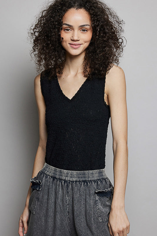 POL Lace Trim Tank Top