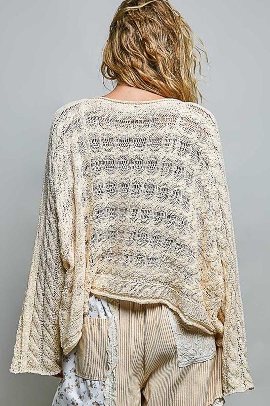 POL Lightest Twisted Cable Sweater