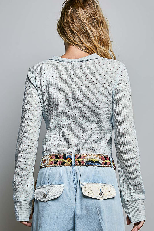 POL Ditzy Flower Ribbed Top