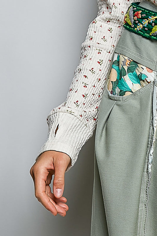 POL Ditzy Flower Ribbed Top