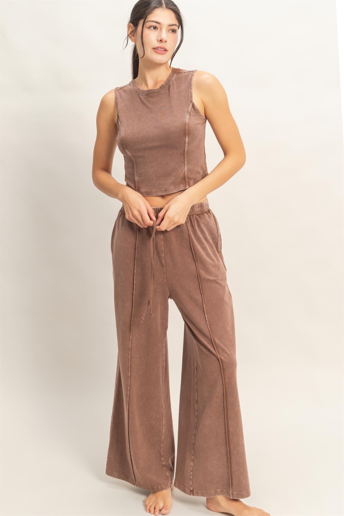 Hyfve Mineral Washed Wide Leg Pants