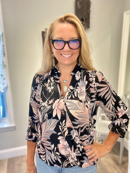 Love 2 Love V Neck Crossover Blouse