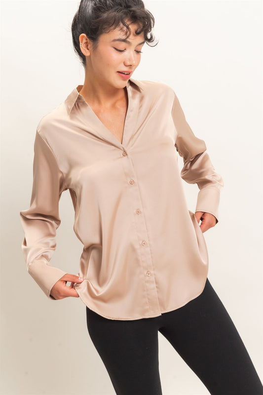 Hyfve / Double Zero Silky Satin Collared Top