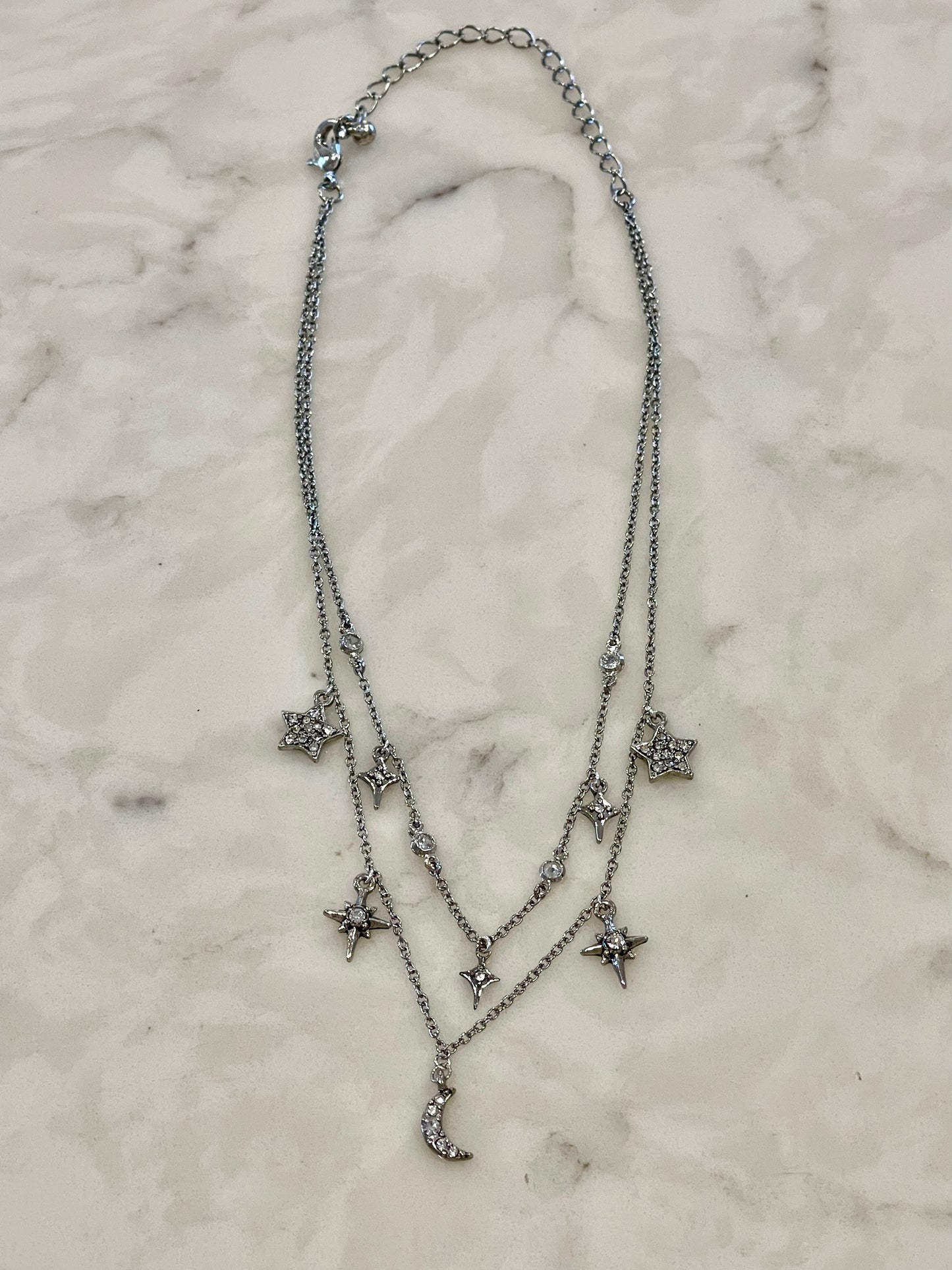 Stars and Moon Charm Choker Necklace