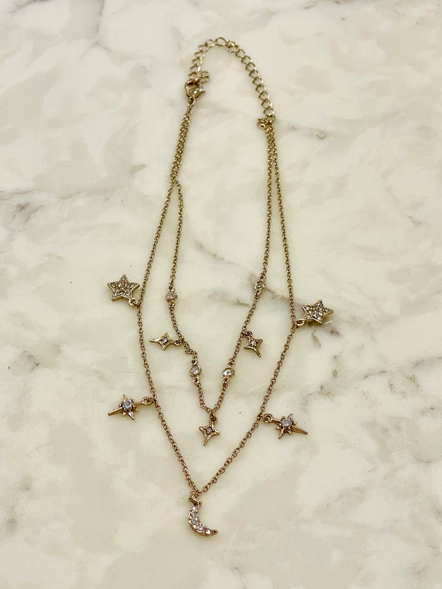 Stars and Moon Charm Choker Necklace