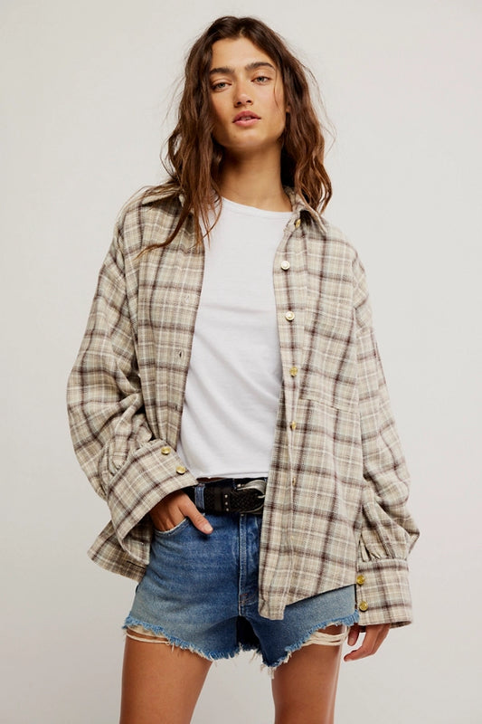 Free People Ashley Plaid Top