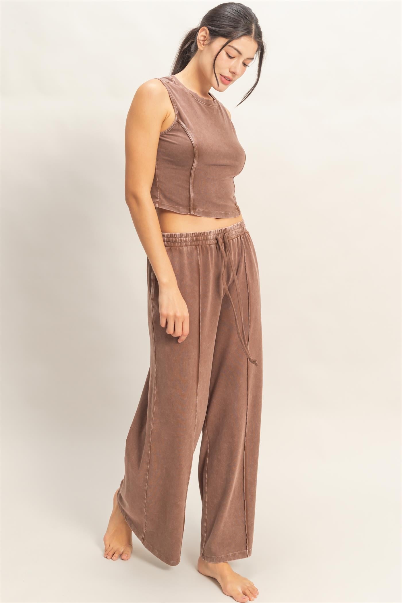 Hyfve Mineral Washed Wide Leg Pants
