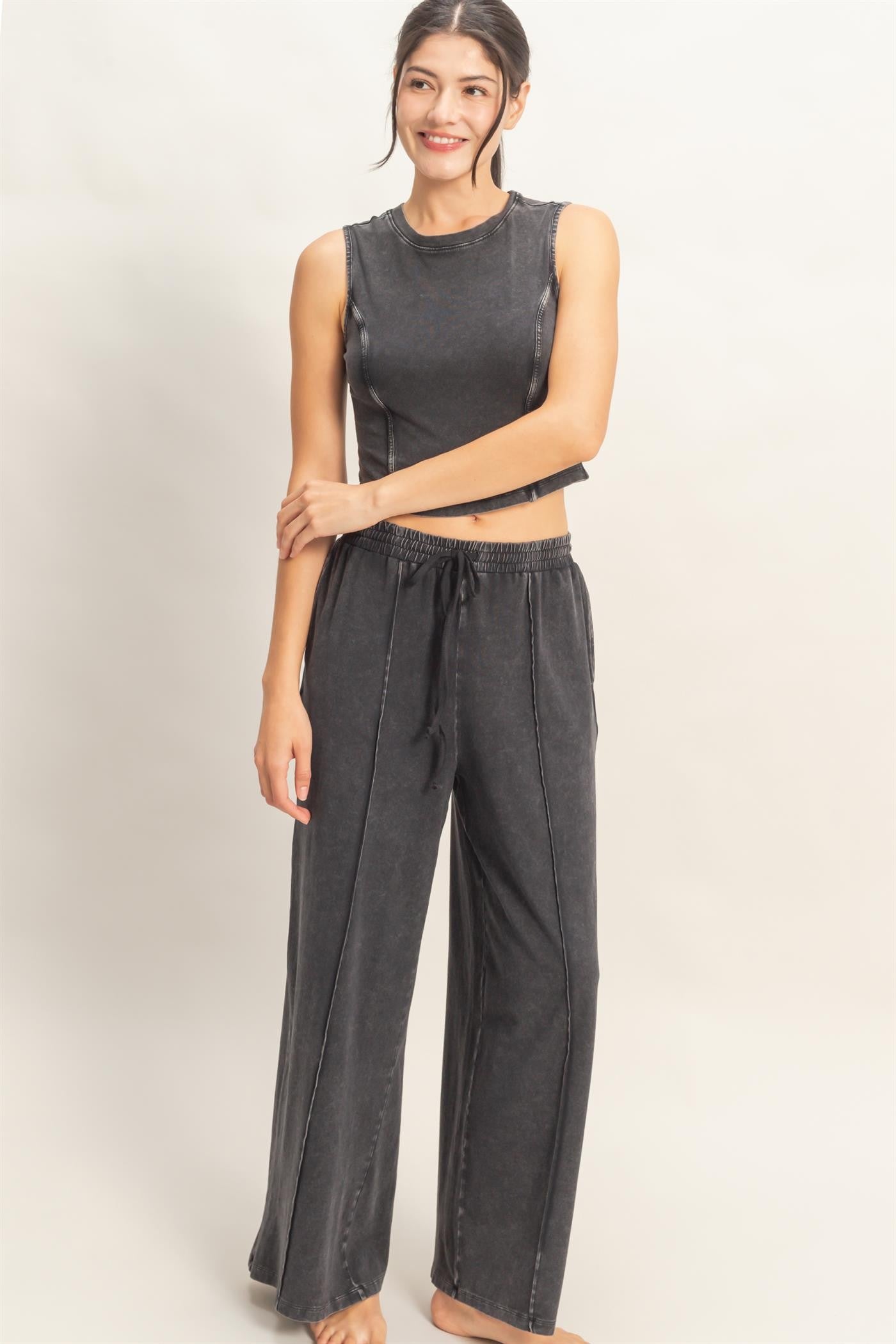 Hyfve Mineral Washed Wide Leg Pants
