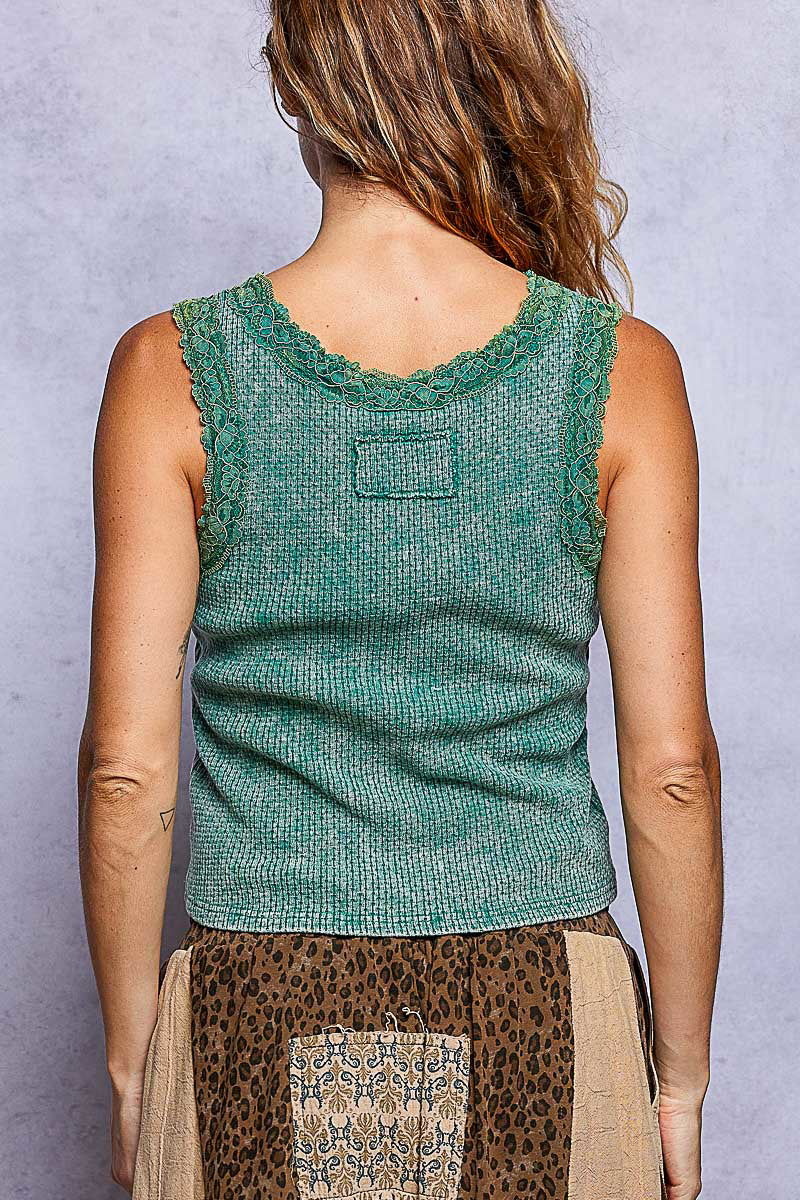 POL Lace Trim Fancy Tank Top