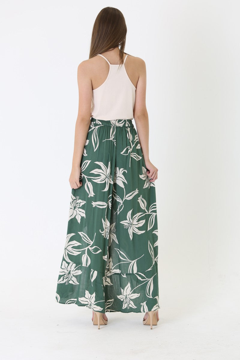 Angie Tropical Ruffle Wrap Pants