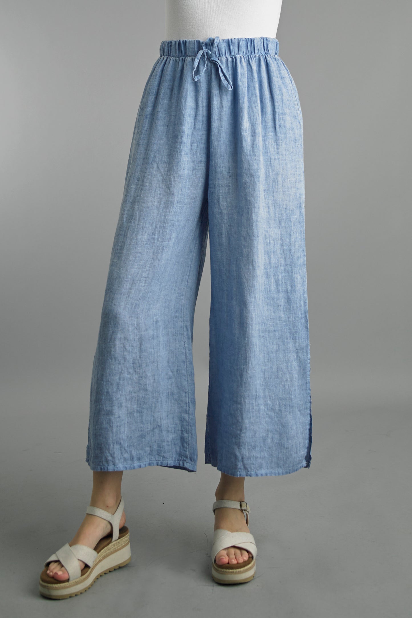 Tempo Paris Comfy Linen Side Slit Pants