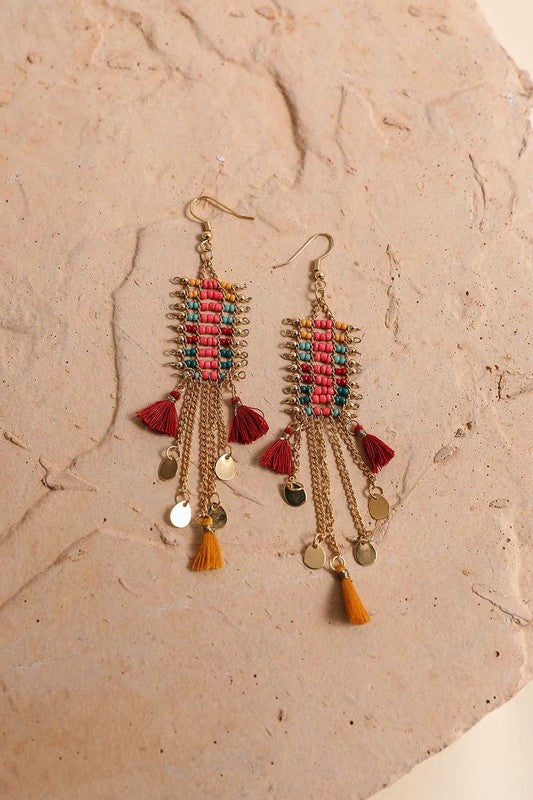 BoHo Beaded Drop Earrings