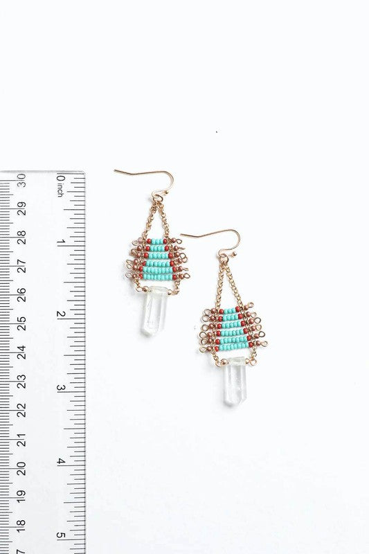 BoHo Crystal & Turquoise Drop Earrings