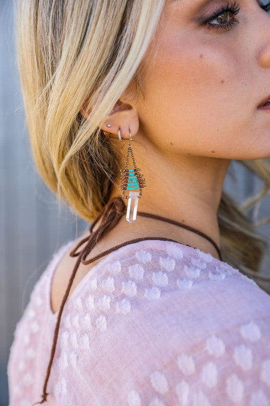 BoHo Crystal & Turquoise Drop Earrings