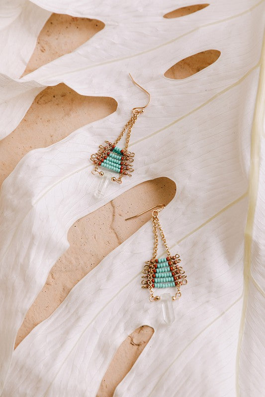 BoHo Crystal & Turquoise Drop Earrings