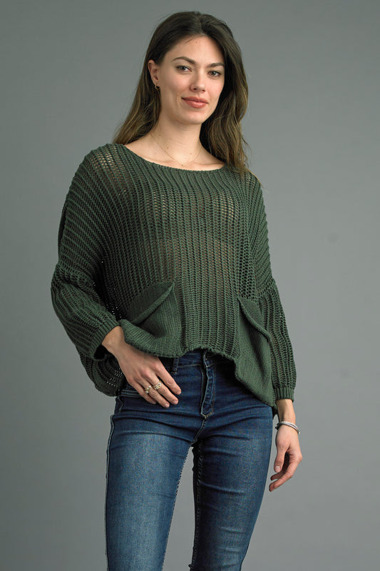 Tempo Paris Crochet Knit Top