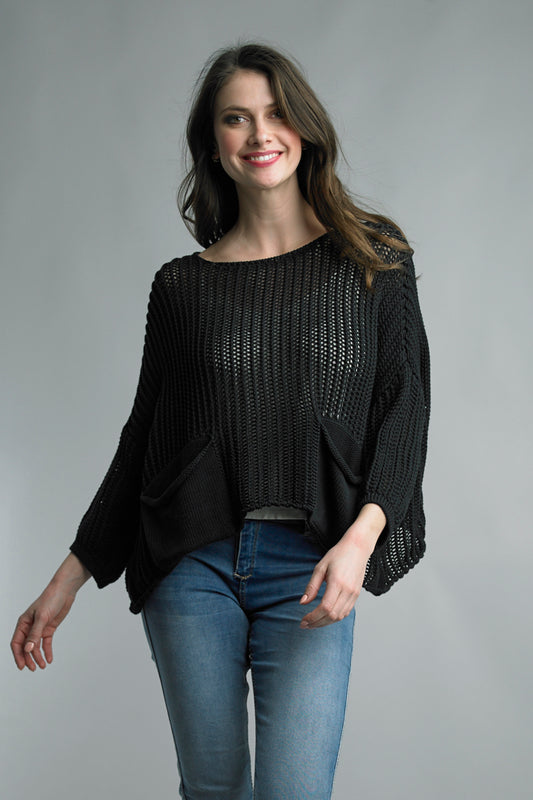 Tempo Paris Crochet Knit Top