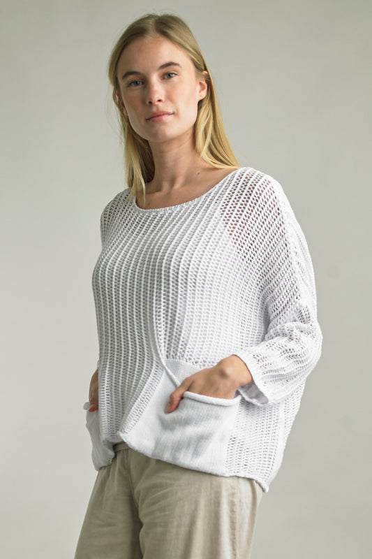 Tempo Paris Crochet Knit Top