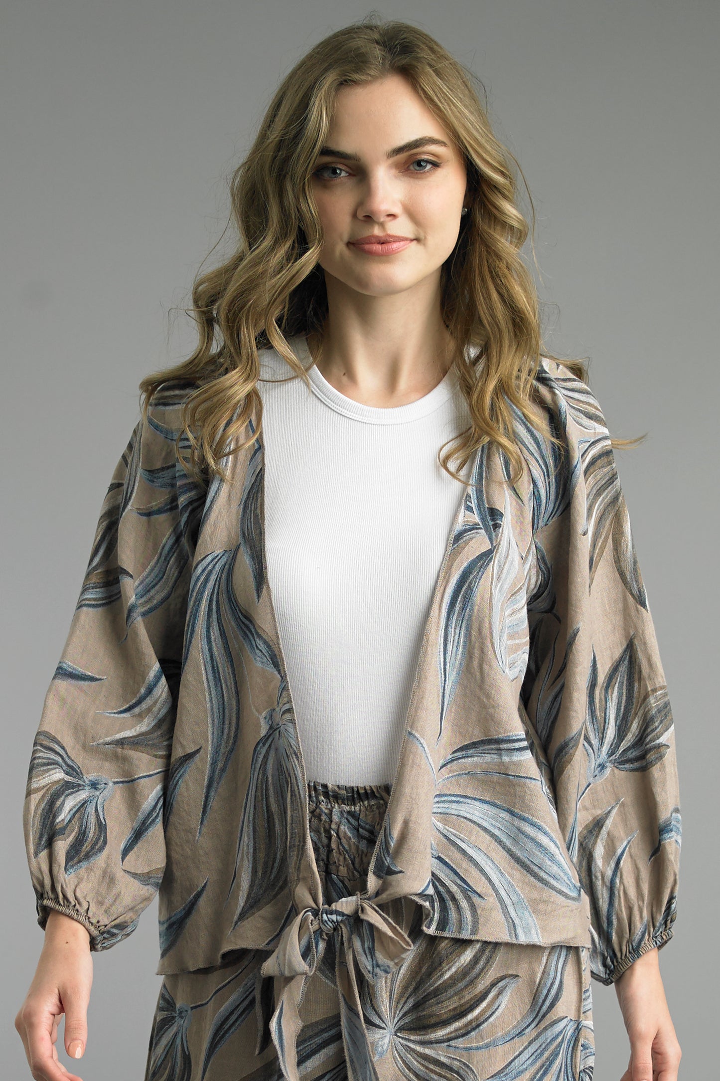 Tempo Paris Printed Tie Front Top