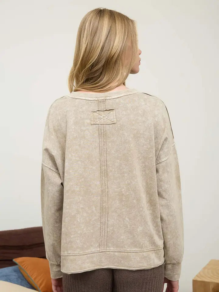 Blu Pepper Washed Exposed Seam Top