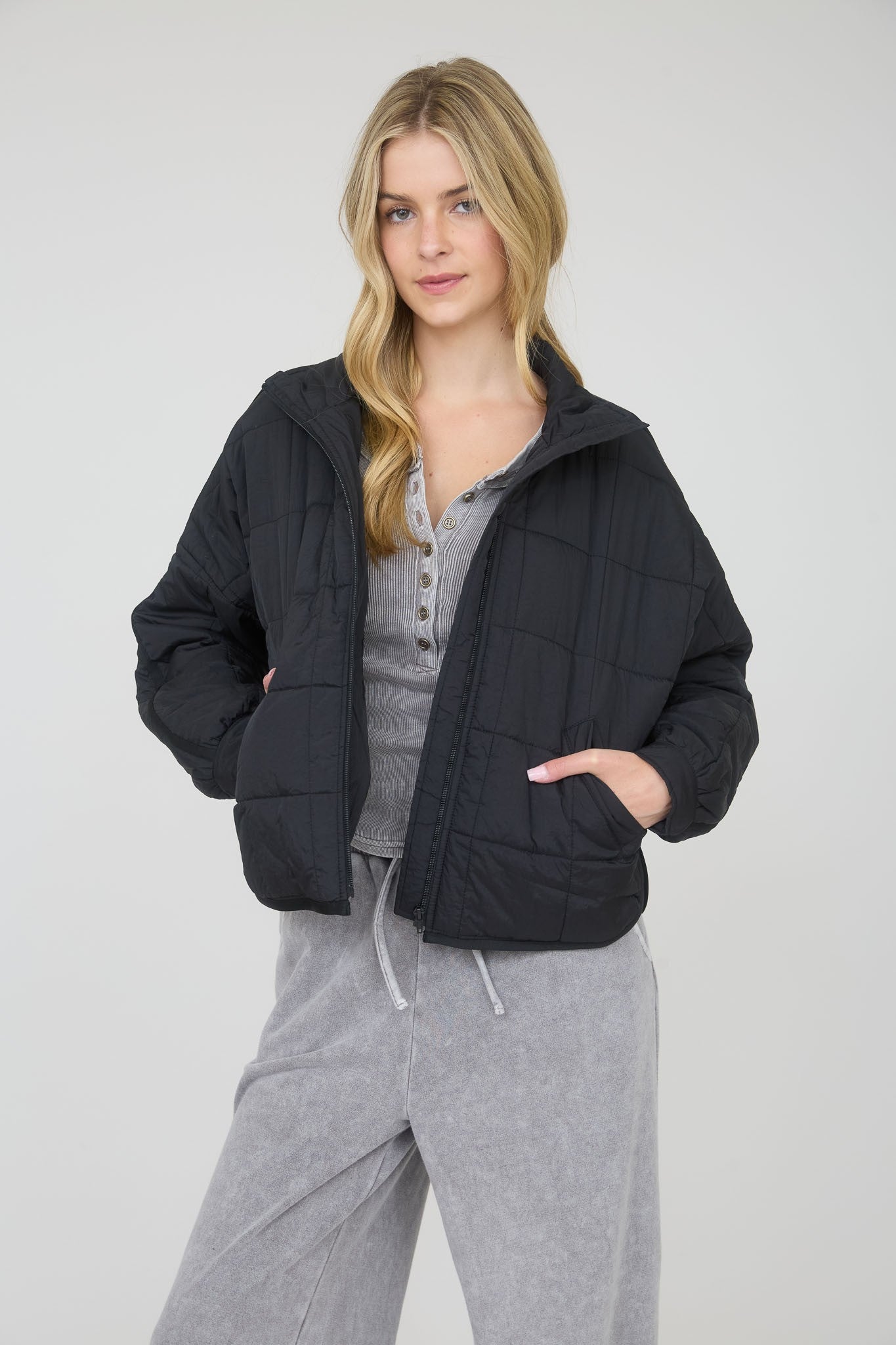 Blu Pepper Quilted Square Puffer Jacket