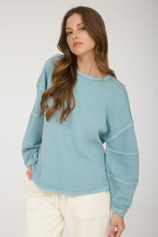 Blu Pepper Exposed Seam Top