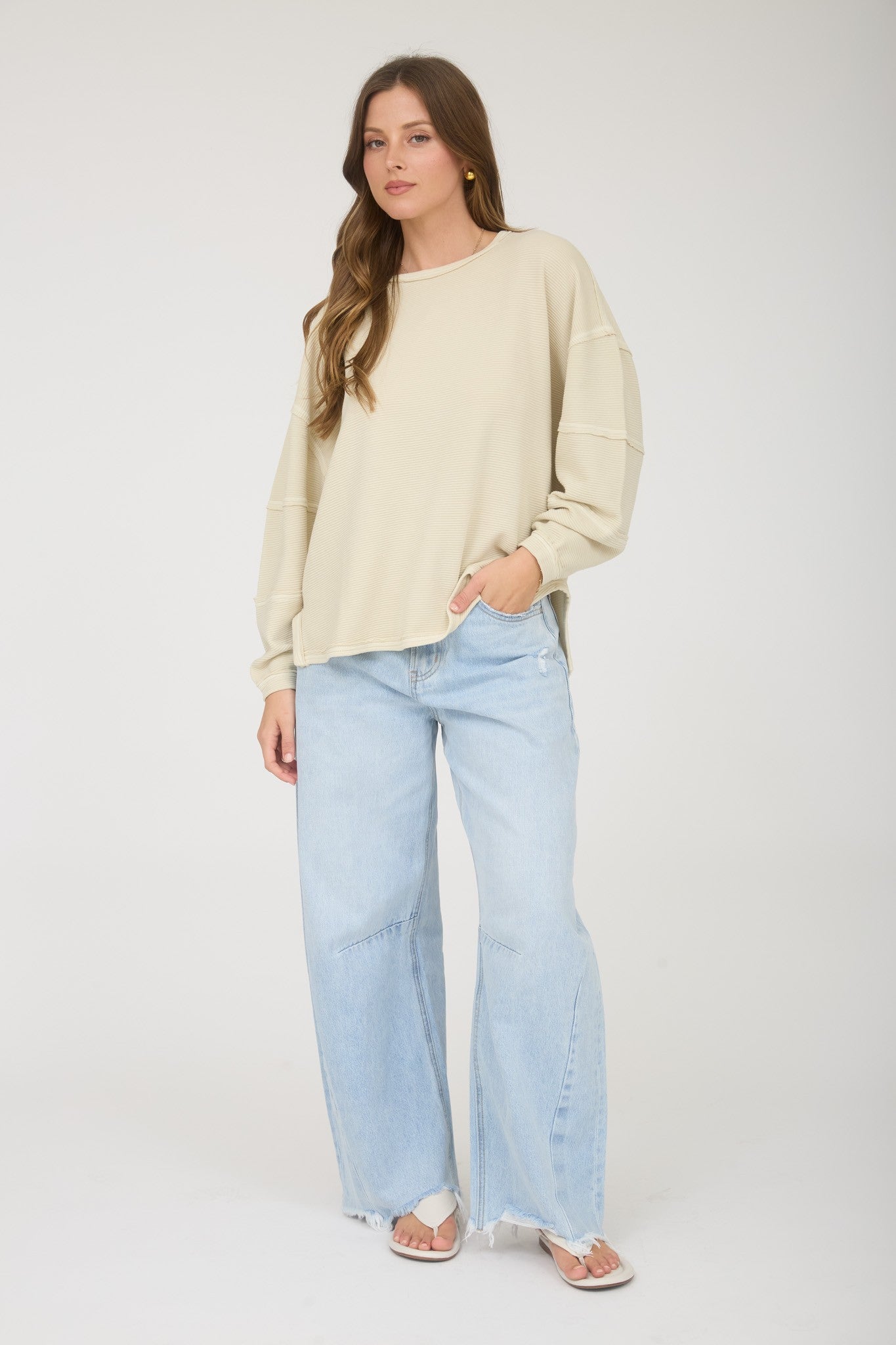 Blu Pepper Exposed Seam Top