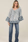 Angie Bohemian Flare Sleeve Print Blouse