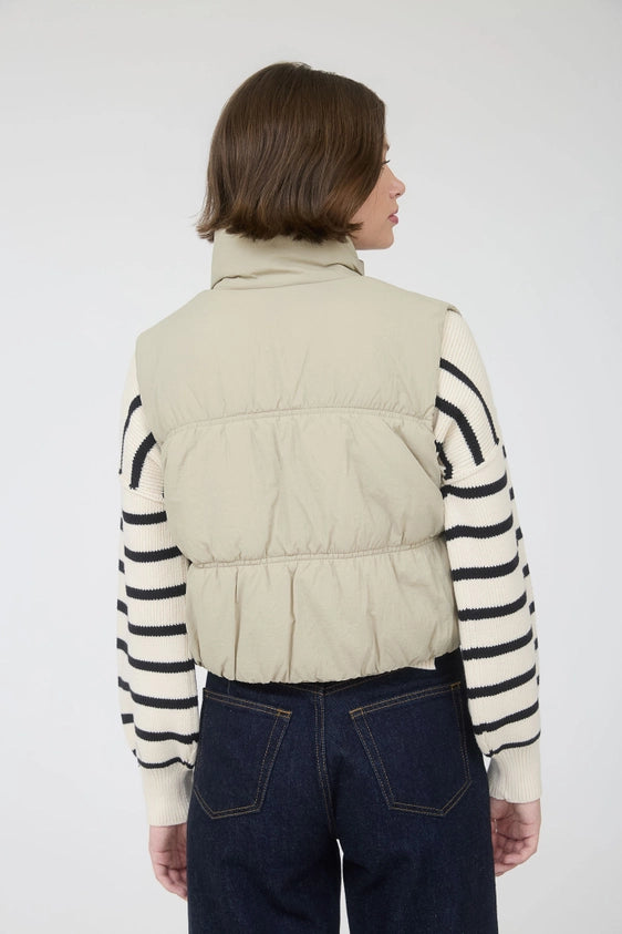 Blu Pepper Collared Zip Up Cropped Puffer Vest