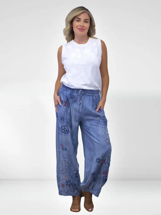 Kyla Seo Starry Embroidered Safiya Bottoms