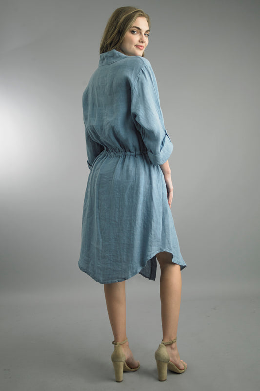 Tempo Paris Linen Tied Waist Dress