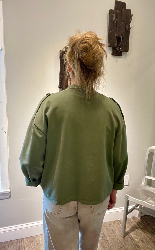 Six Fifty Band Military Olive Jacket