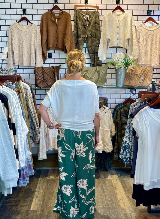 Angie Tropical Ruffle Wrap Pants