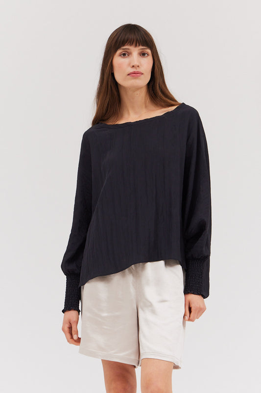 Grade & Gather Crepe Smocked Sleeve Top