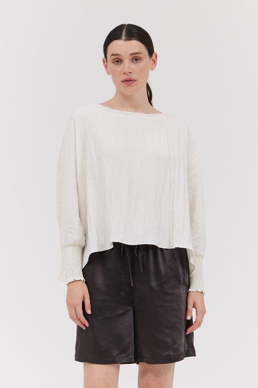 Grade & Gather Crepe Smocked Sleeve Top