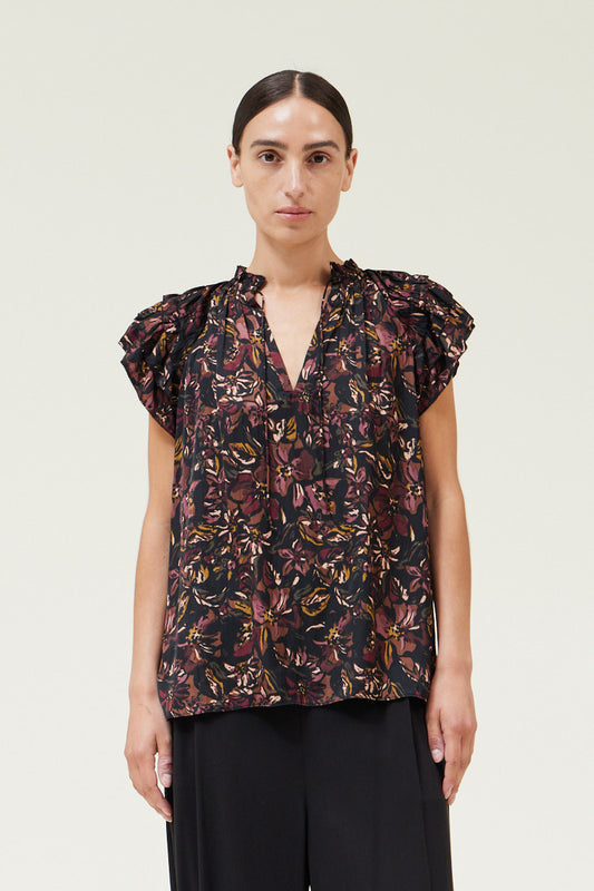 Grade & Gather Printed Ruffle Sleeve Top