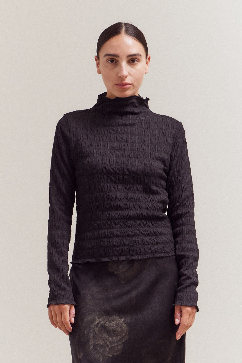 Grade & Gather Seered Mock Neck Top