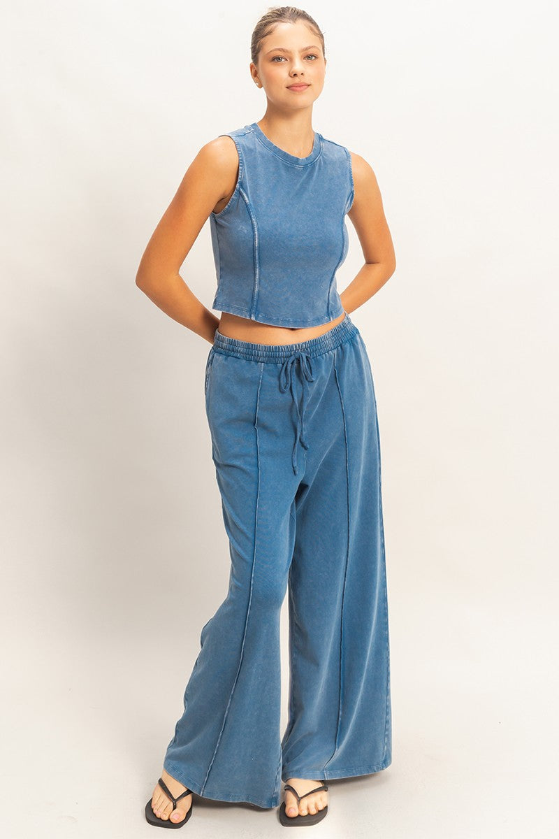 Hyfve Mineral Washed Wide Leg Pants