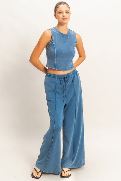 Hyfve Mineral Washed Wide Leg Pants